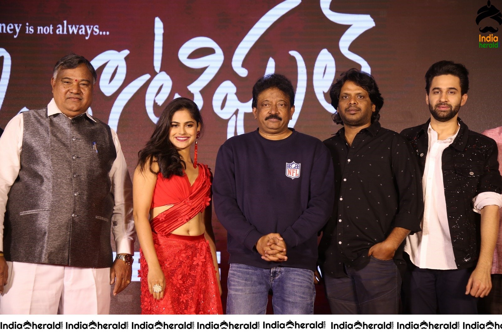 Director RGV with Naina Ganguly and Team On the Stage Group Photos Set 1