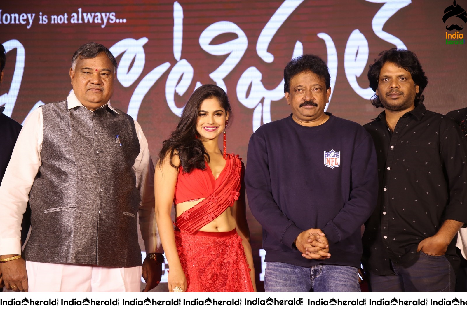 Director RGV with Naina Ganguly and Team On the Stage Group Photos Set 1