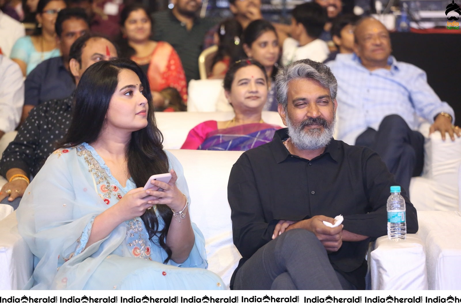 Director SS Rajamouli spotted with Anushka Shetty