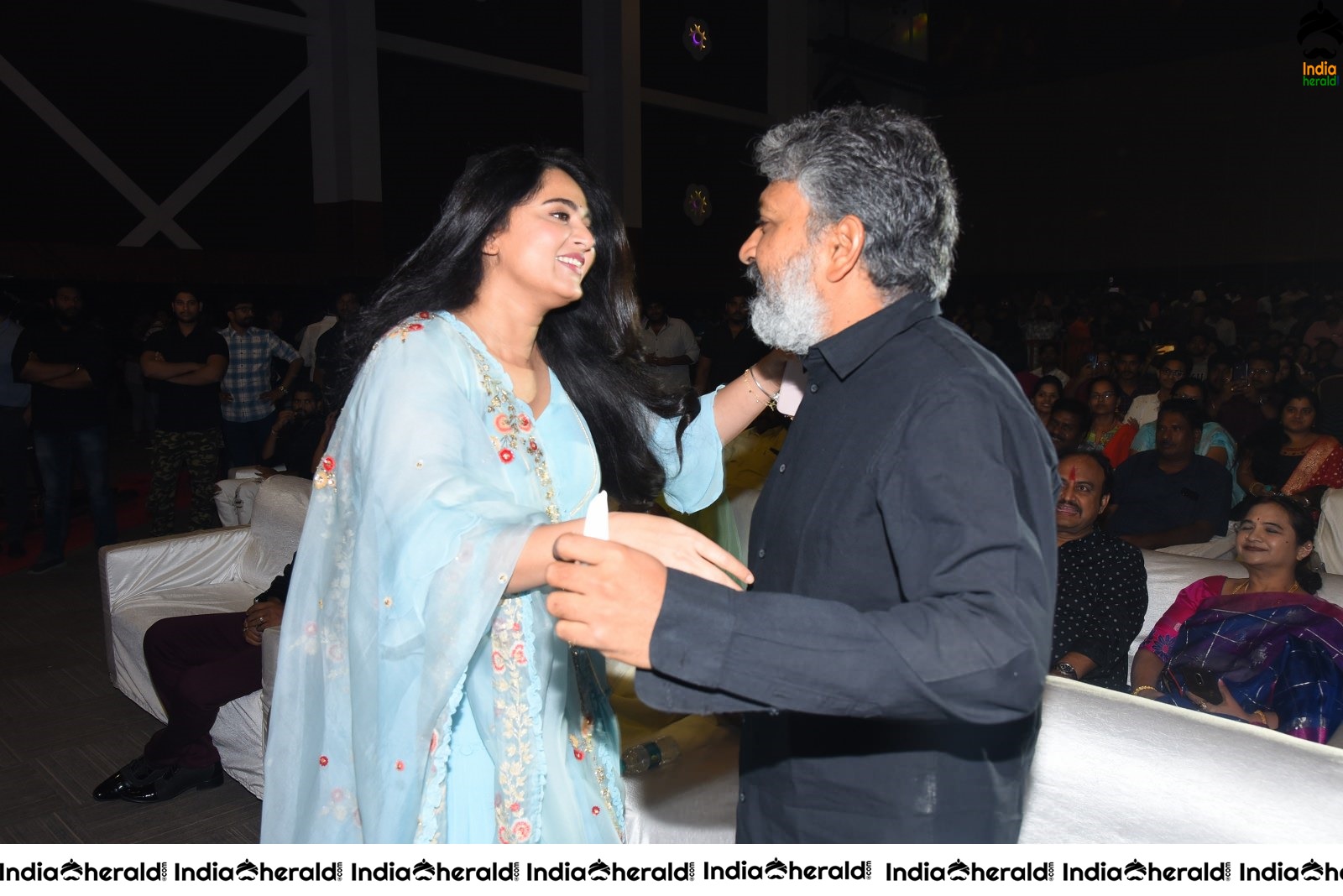 Director SS Rajamouli spotted with Anushka Shetty