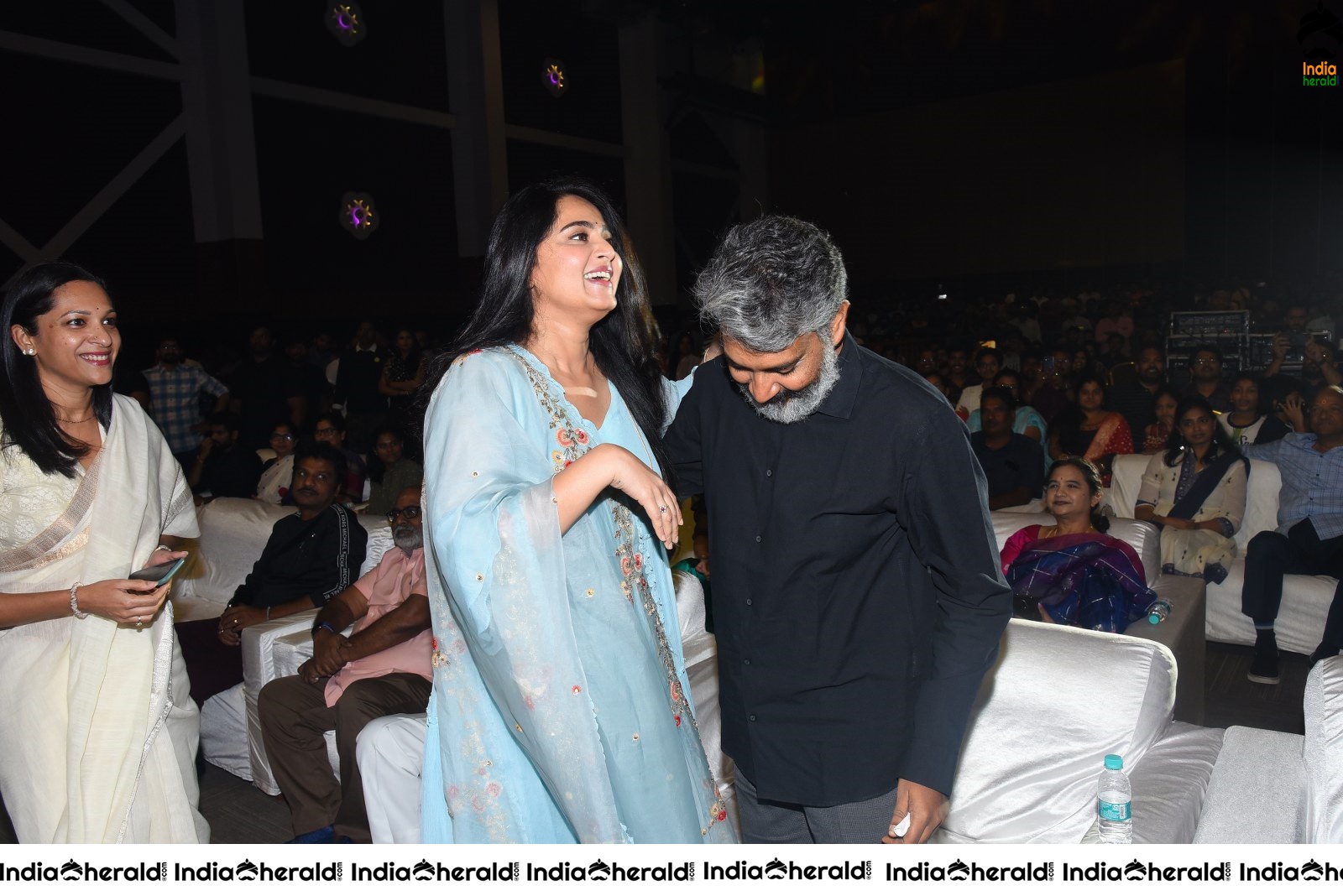 Director SS Rajamouli spotted with Anushka Shetty