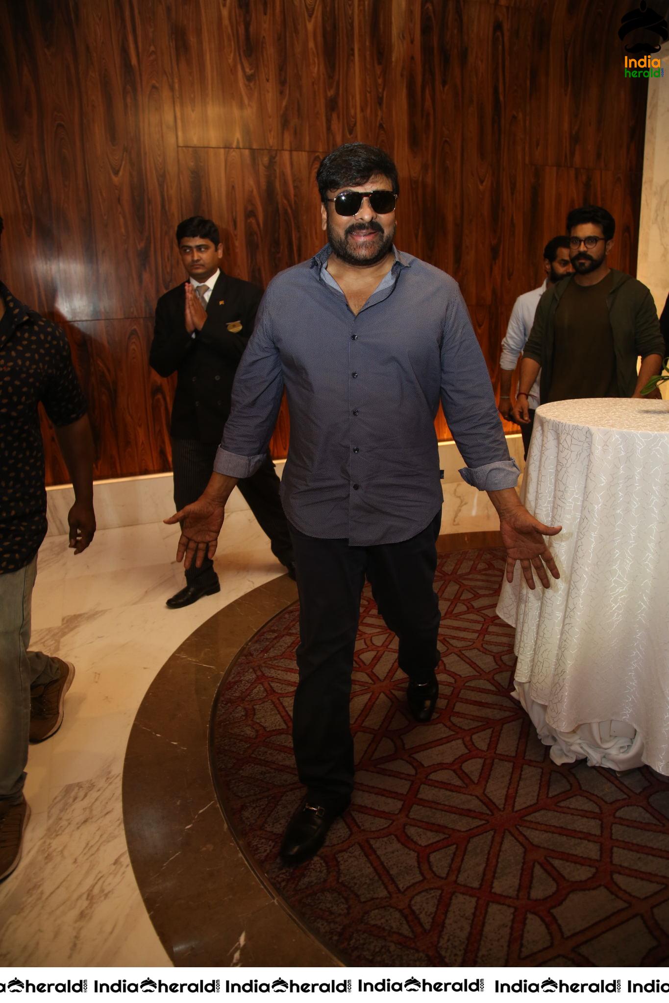 Mega Star Chiranjeevi and Ram Charan at Sye Raa Success Meet Set 1