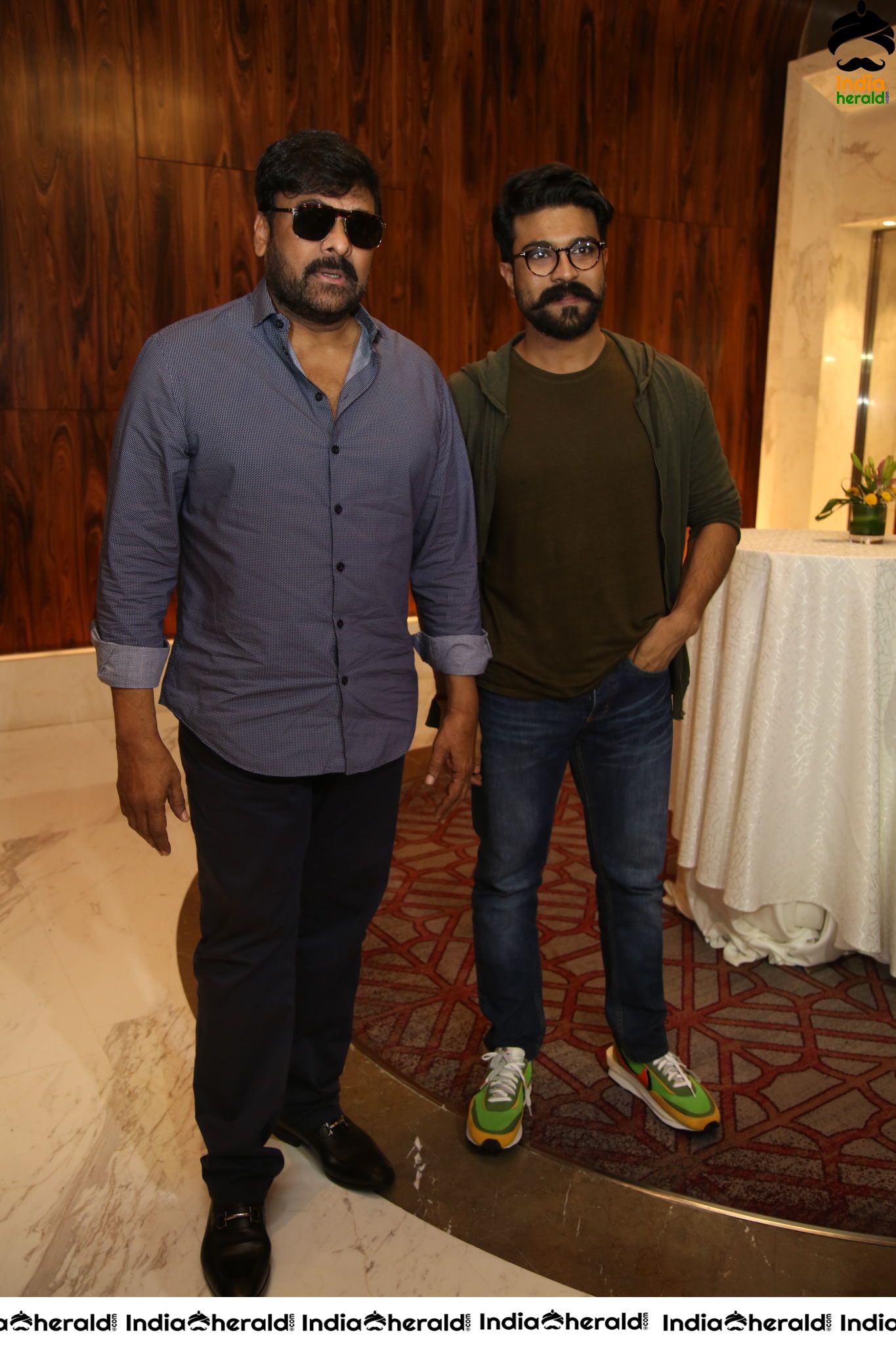 Mega Star Chiranjeevi and Ram Charan at Sye Raa Success Meet Set 1
