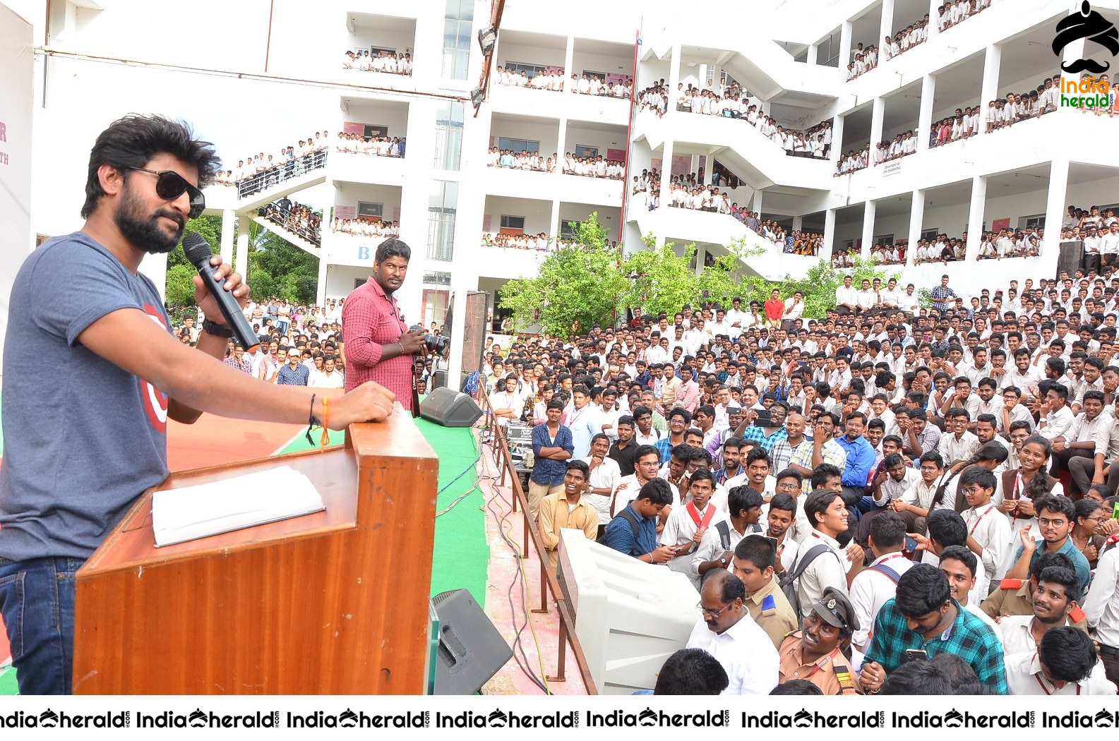 Nani Promoting Gang Leader Movie At VVIT College Set 4