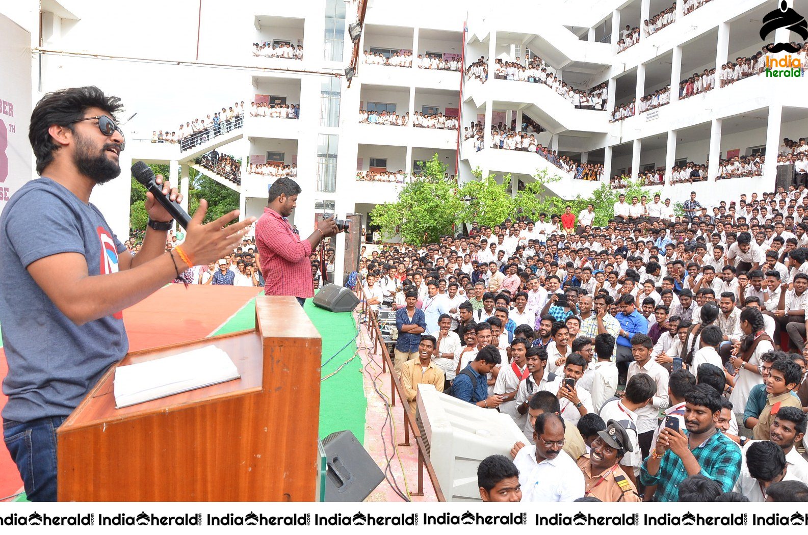 Nani Promoting Gang Leader Movie At VVIT College Set 4