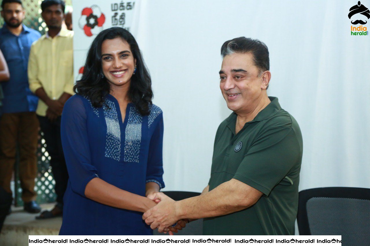 PV Sindhu met Kamal Haasan at MNM Office