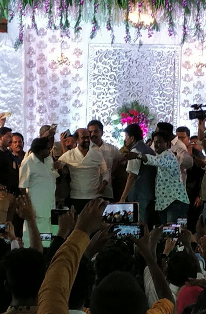 Rajini Kanth At MLA Captain Tamil Selvan Son Wedding