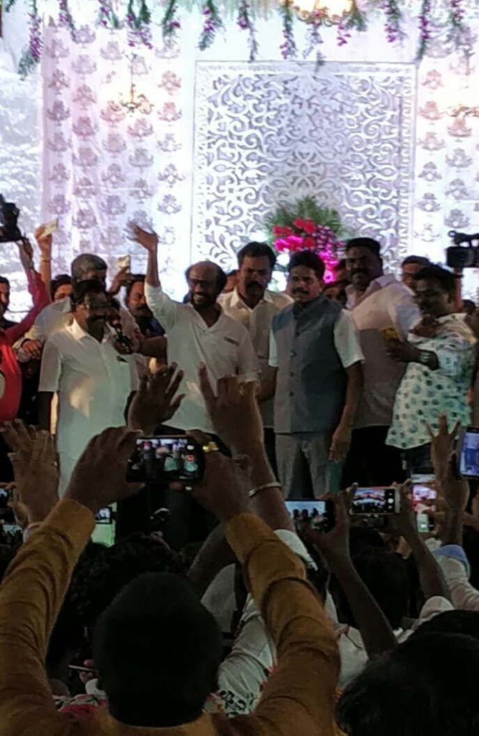 Rajini Kanth At MLA Captain Tamil Selvan Son Wedding