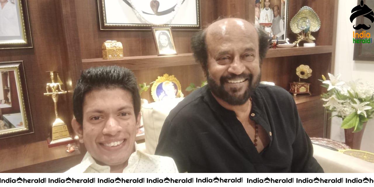 Rajinikanth with differently abled artist Pranav from Kerala