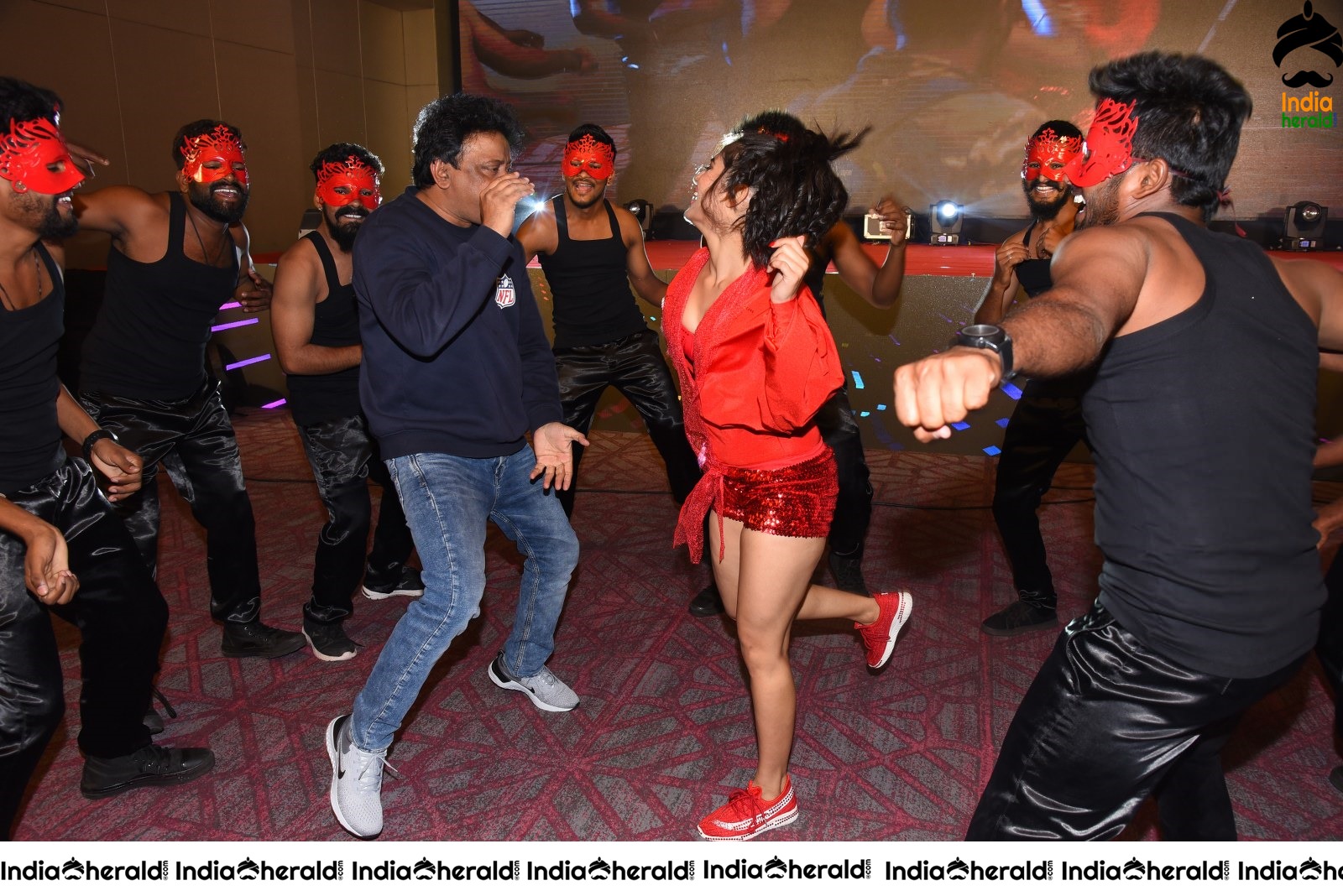 Ram Gopal Varma Funny Dance with Naina Ganguly and Stage Dancers Set 2