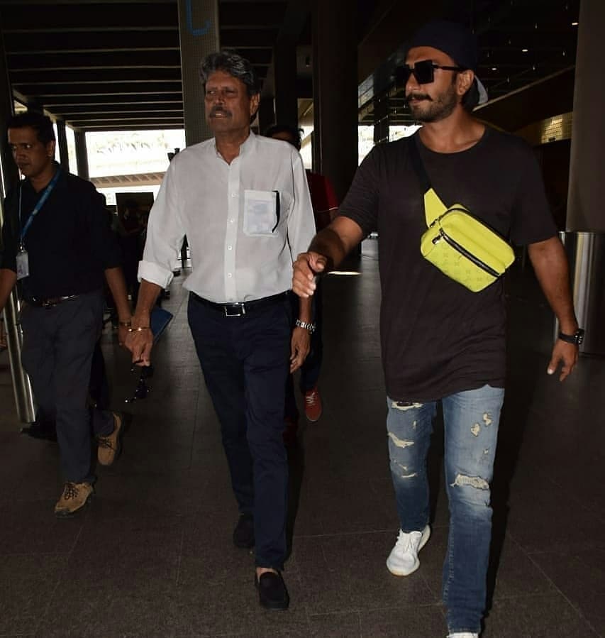 Ranveer Singh Spotted With Kapil Dev At Delhi Airport