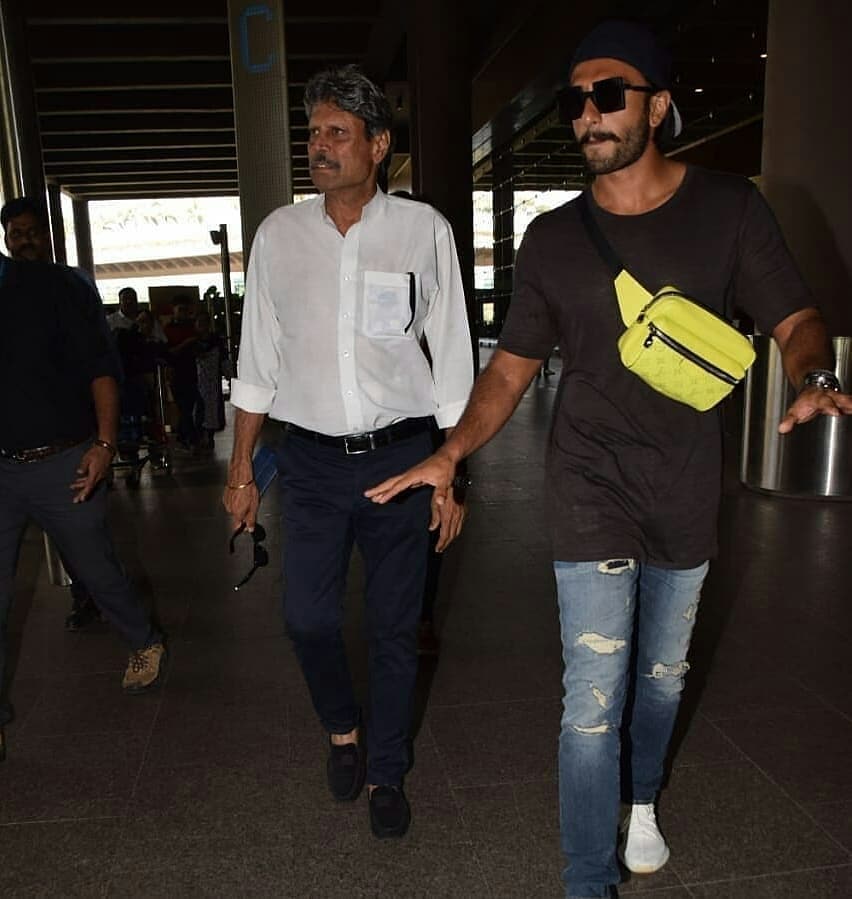 Ranveer Singh Spotted With Kapil Dev At Delhi Airport