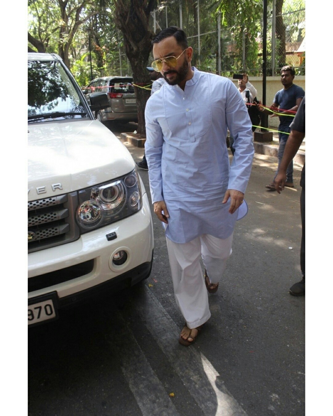 Saif Ali Khan seen outside Ajay Devgn House