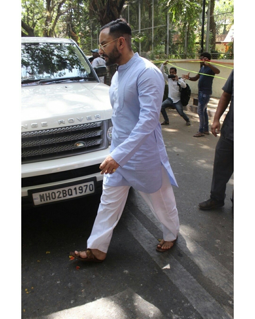 Saif Ali Khan seen outside Ajay Devgn House