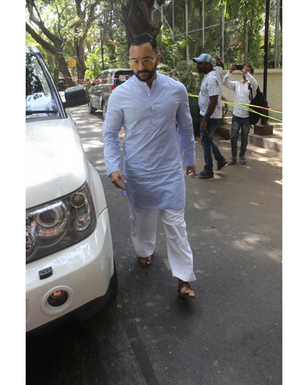 Saif Ali Khan seen outside Ajay Devgn House