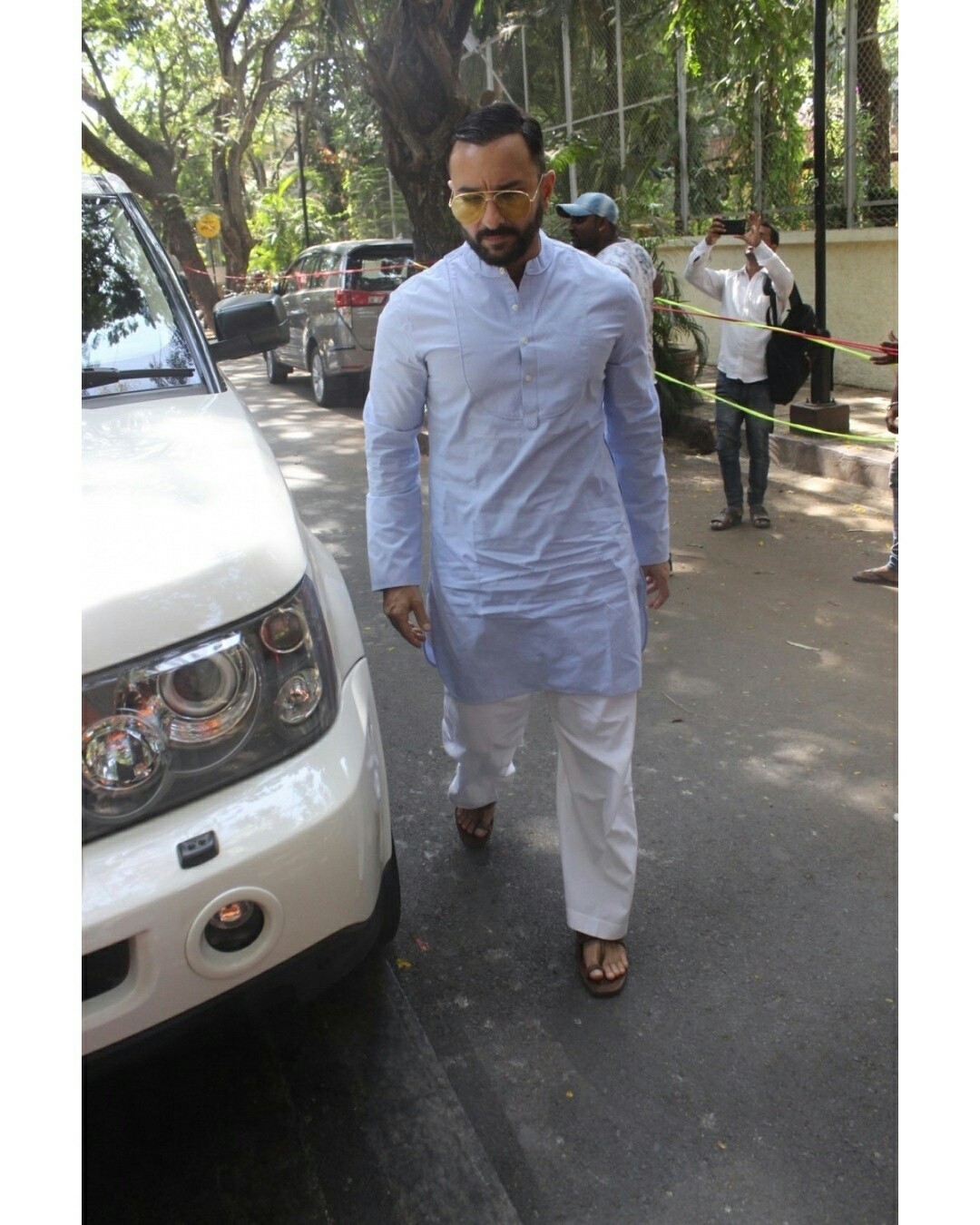 Saif Ali Khan seen outside Ajay Devgn House