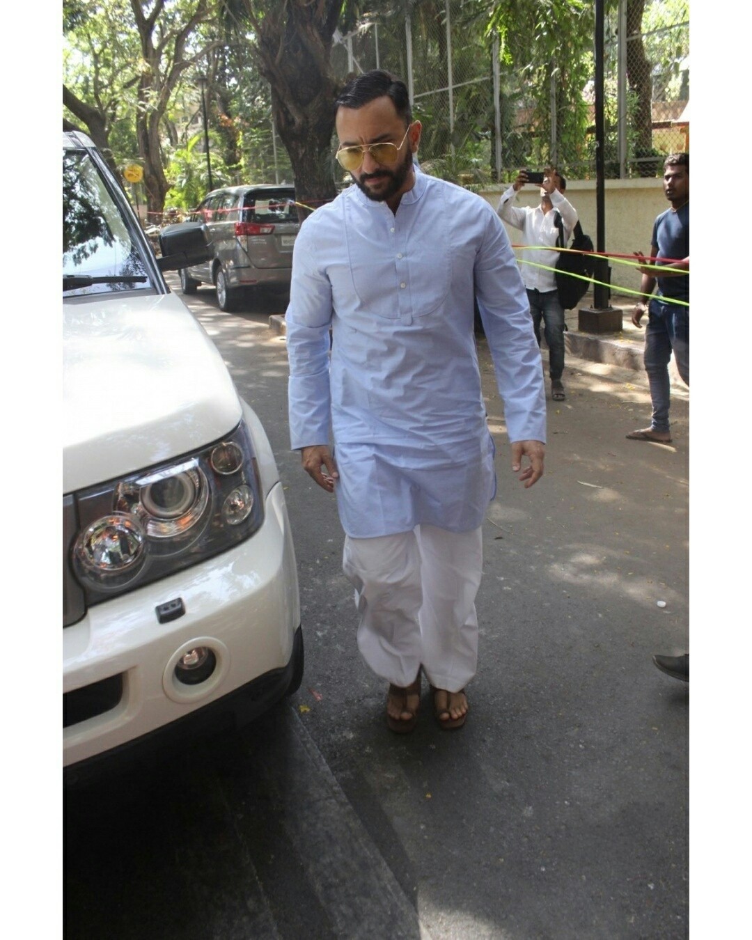 Saif Ali Khan seen outside Ajay Devgn House