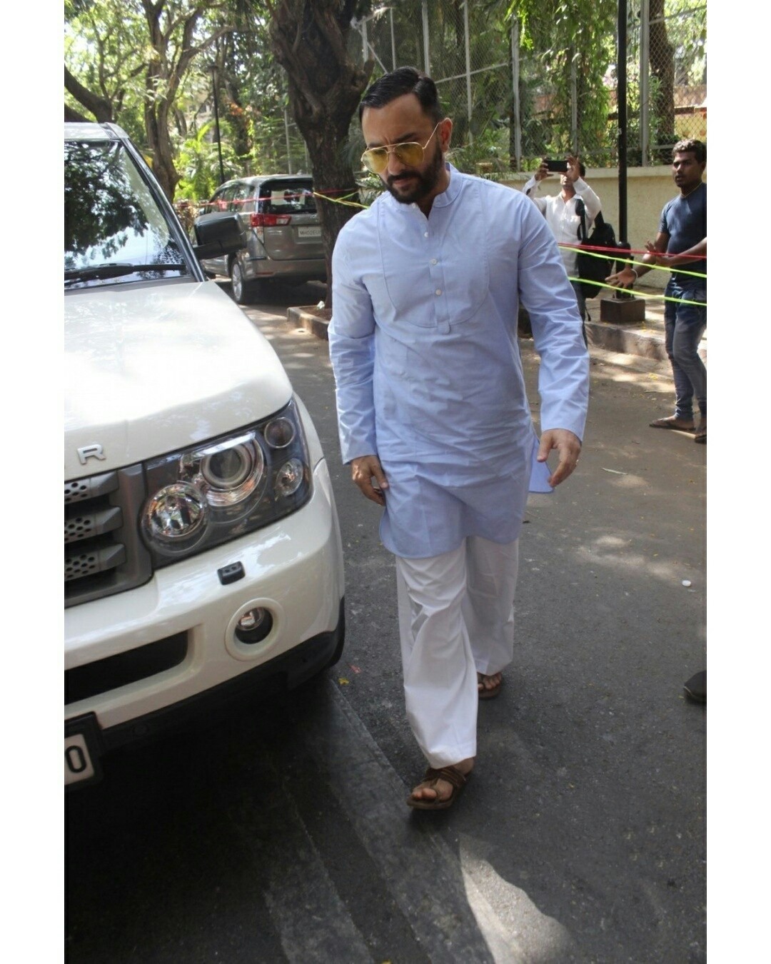 Saif Ali Khan seen outside Ajay Devgn House
