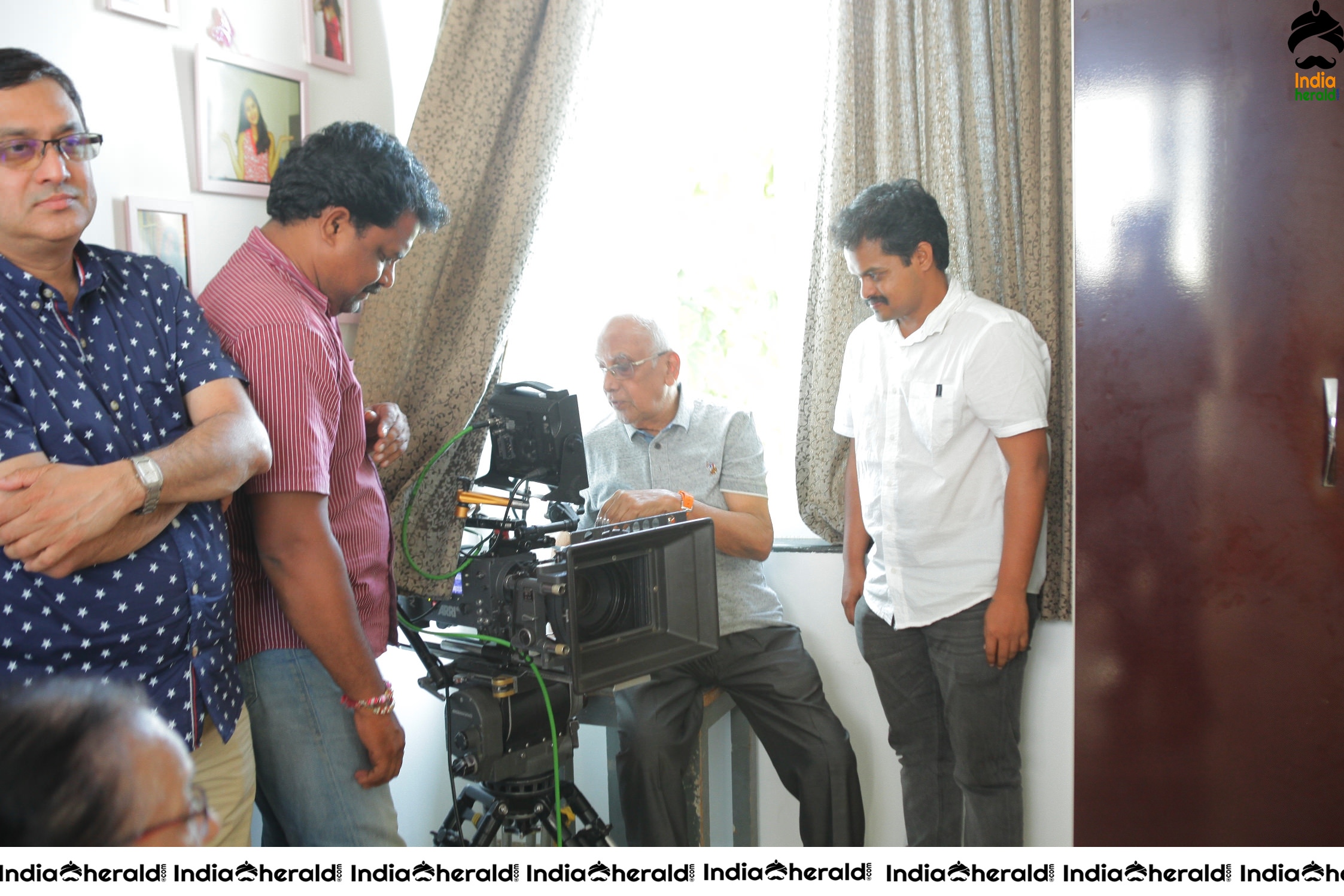 Senior Director SINGEETHAM garu at VALLIDHARI MADHYA movie sets STILLS Set 1