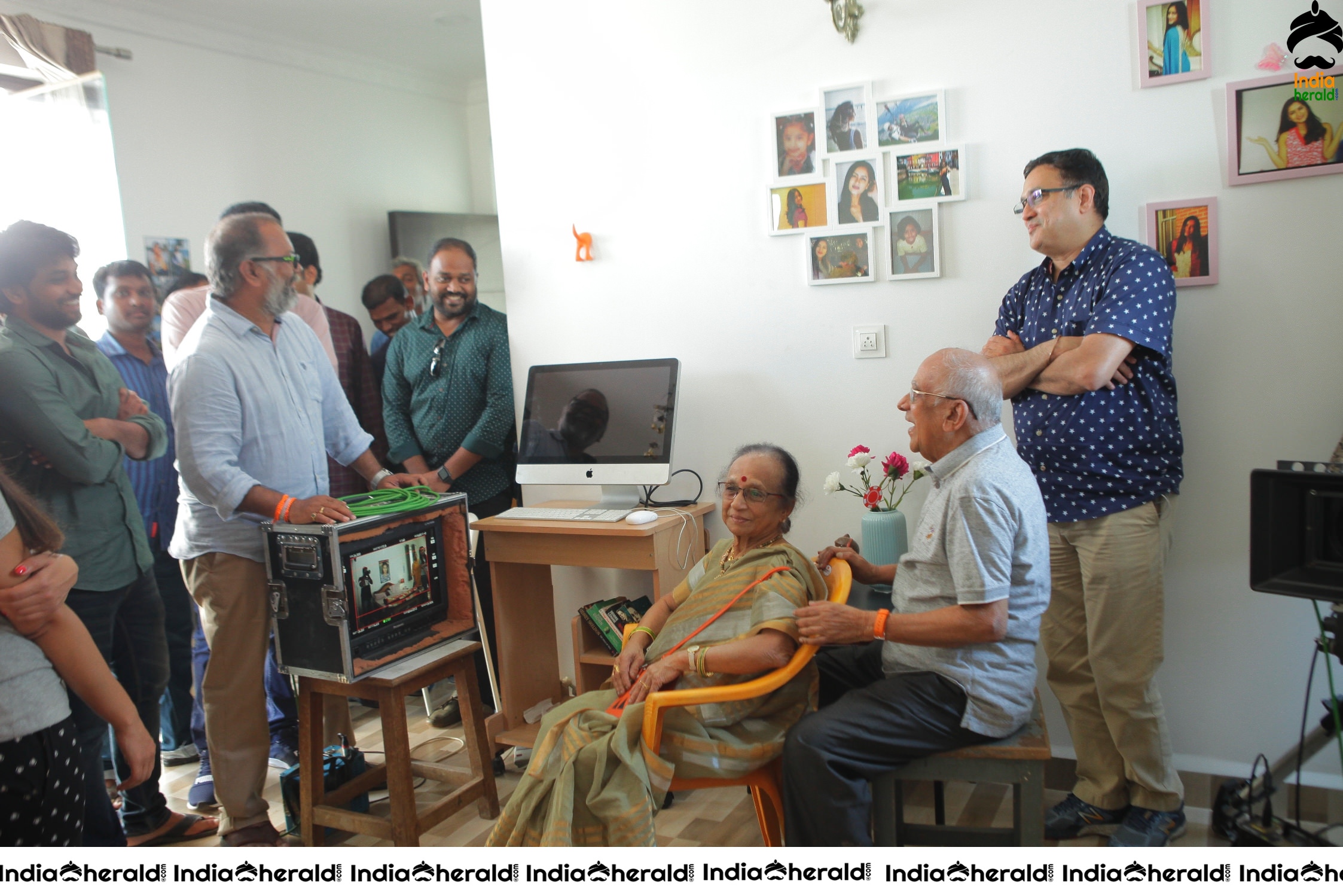 Senior Director SINGEETHAM garu at VALLIDHARI MADHYA movie sets STILLS Set 1