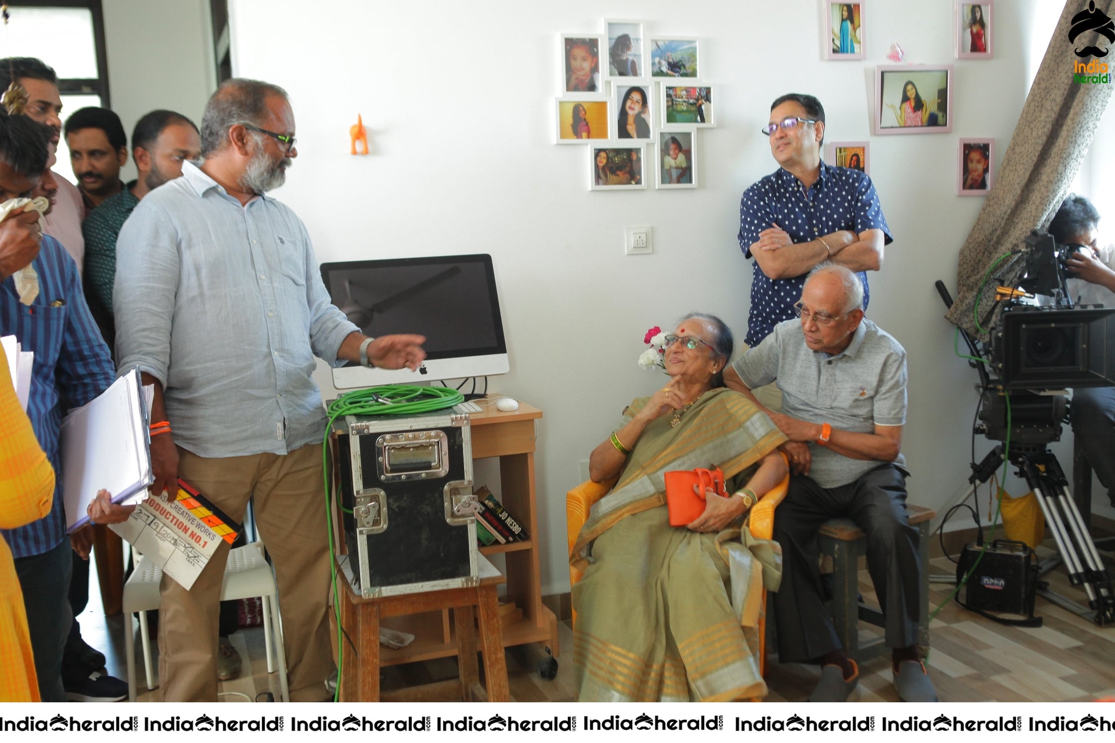 Senior Director SINGEETHAM garu at VALLIDHARI MADHYA movie sets STILLS Set 2