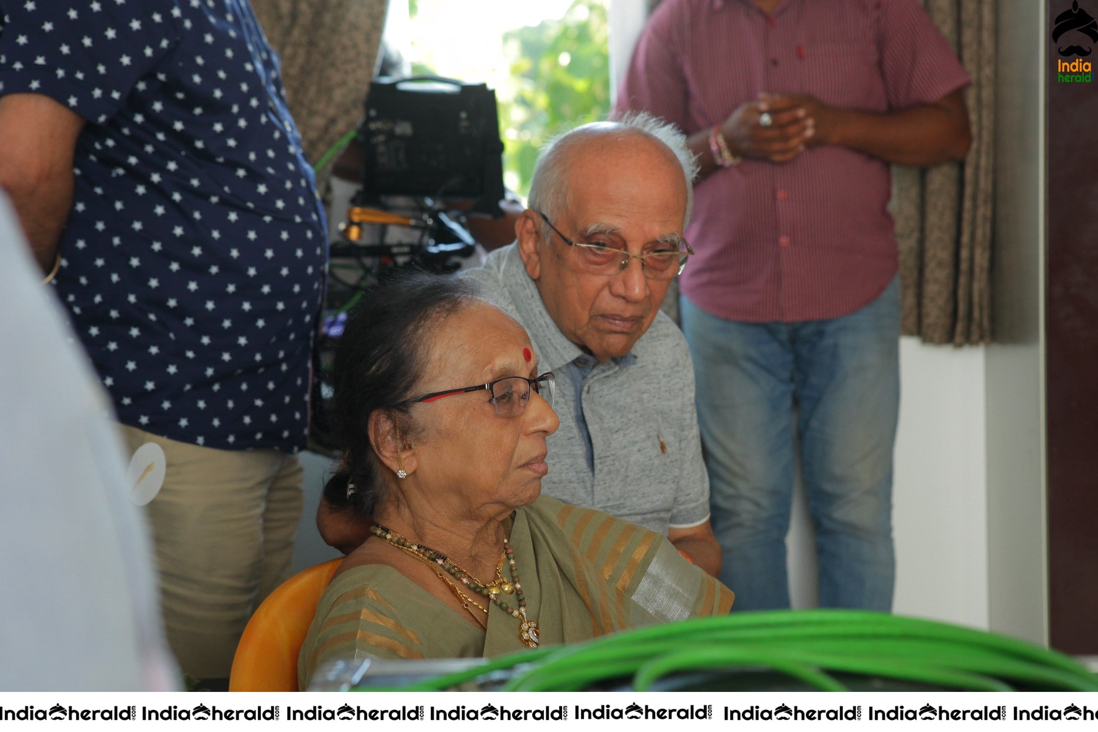 Senior Director SINGEETHAM garu at VALLIDHARI MADHYA movie sets STILLS Set 2