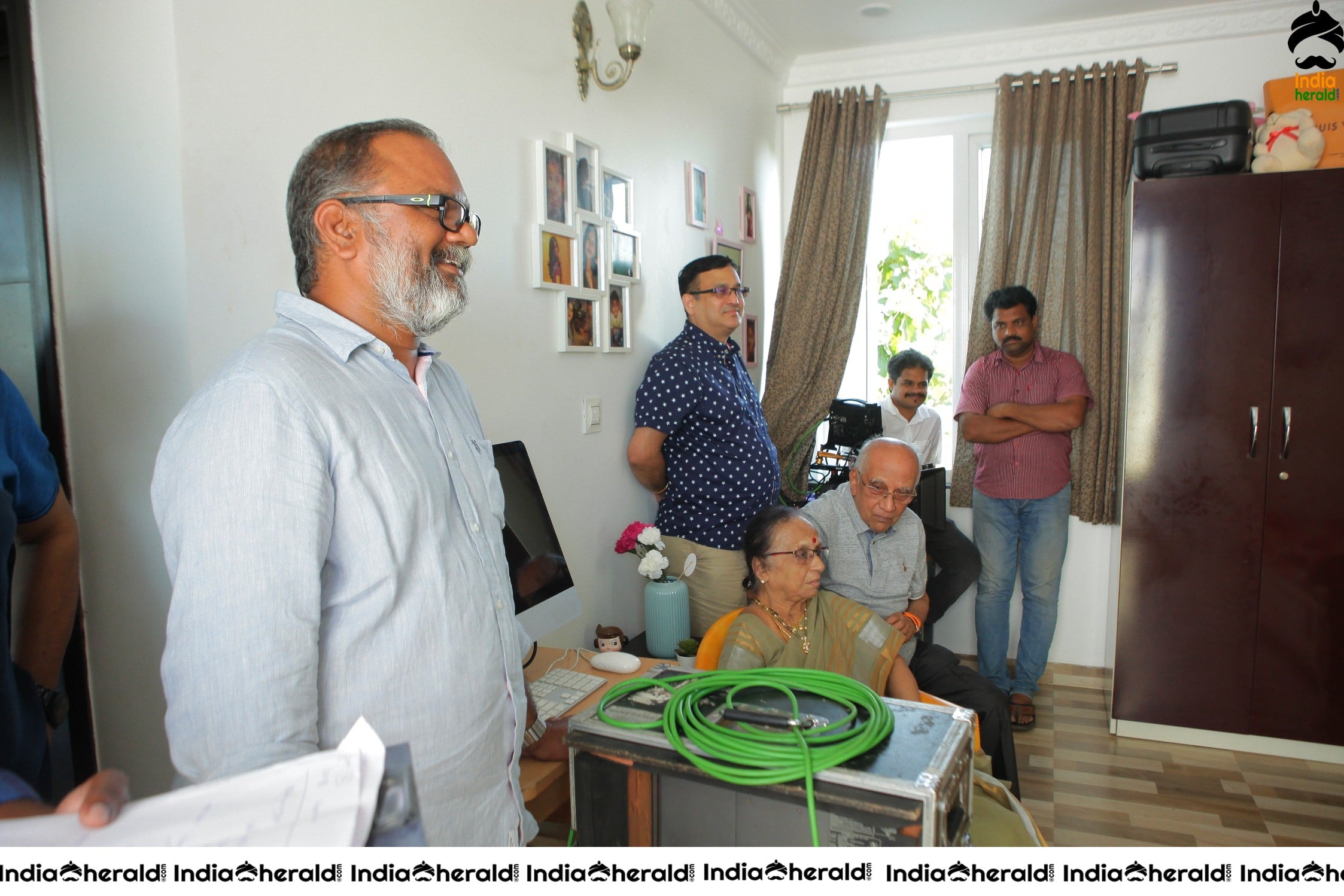 Senior Director SINGEETHAM garu at VALLIDHARI MADHYA movie sets STILLS Set 2