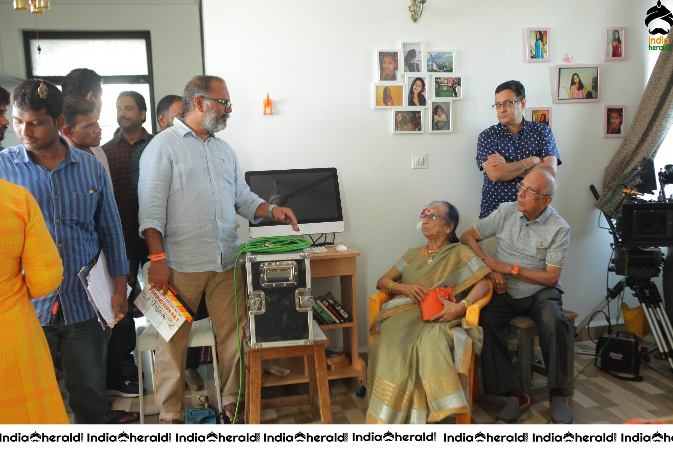 Senior Director SINGEETHAM garu at VALLIDHARI MADHYA movie sets STILLS Set 2