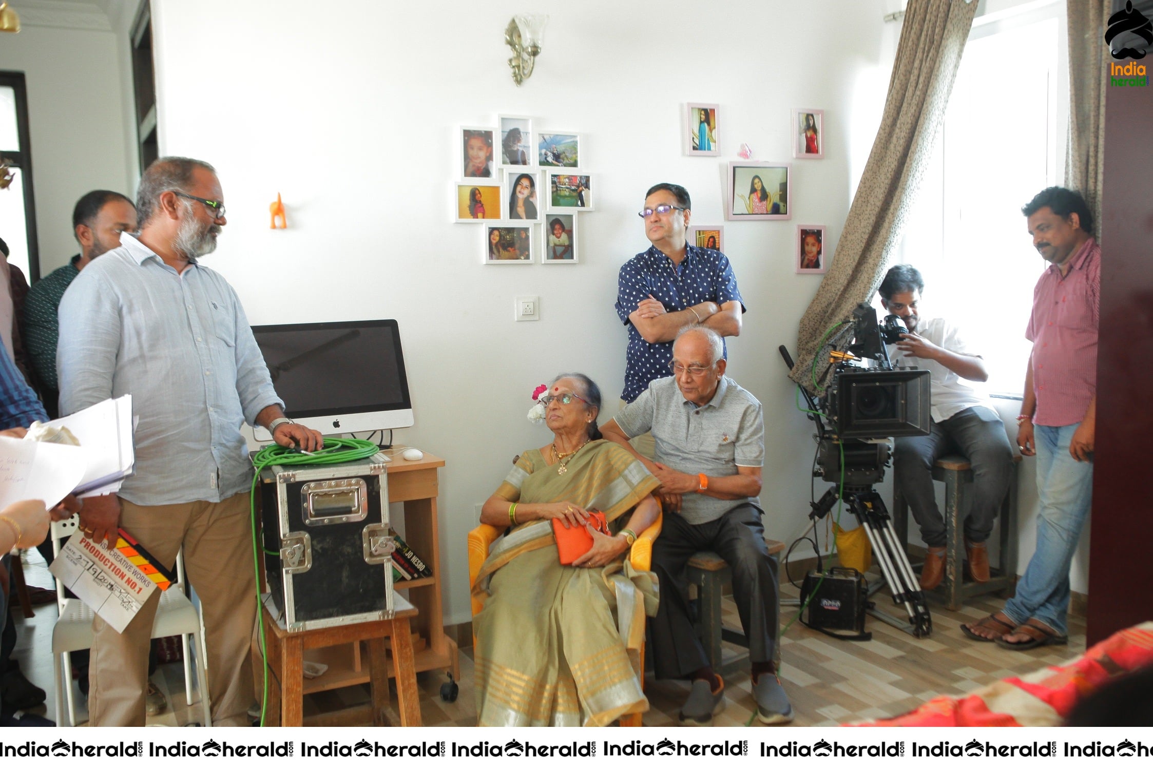 Senior Director SINGEETHAM garu at VALLIDHARI MADHYA movie sets STILLS Set 2