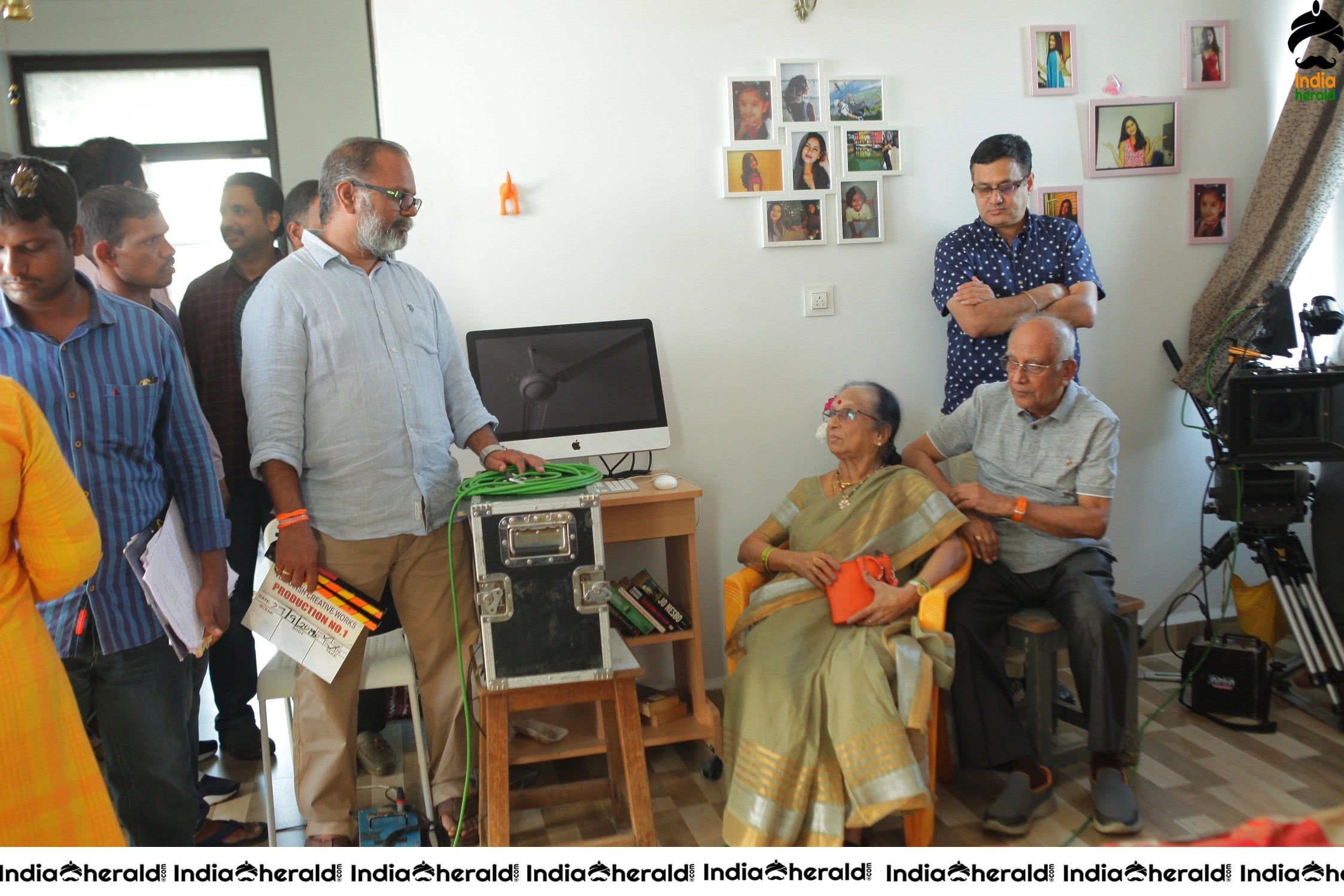 Senior Director SINGEETHAM garu at VALLIDHARI MADHYA movie sets STILLS Set 2