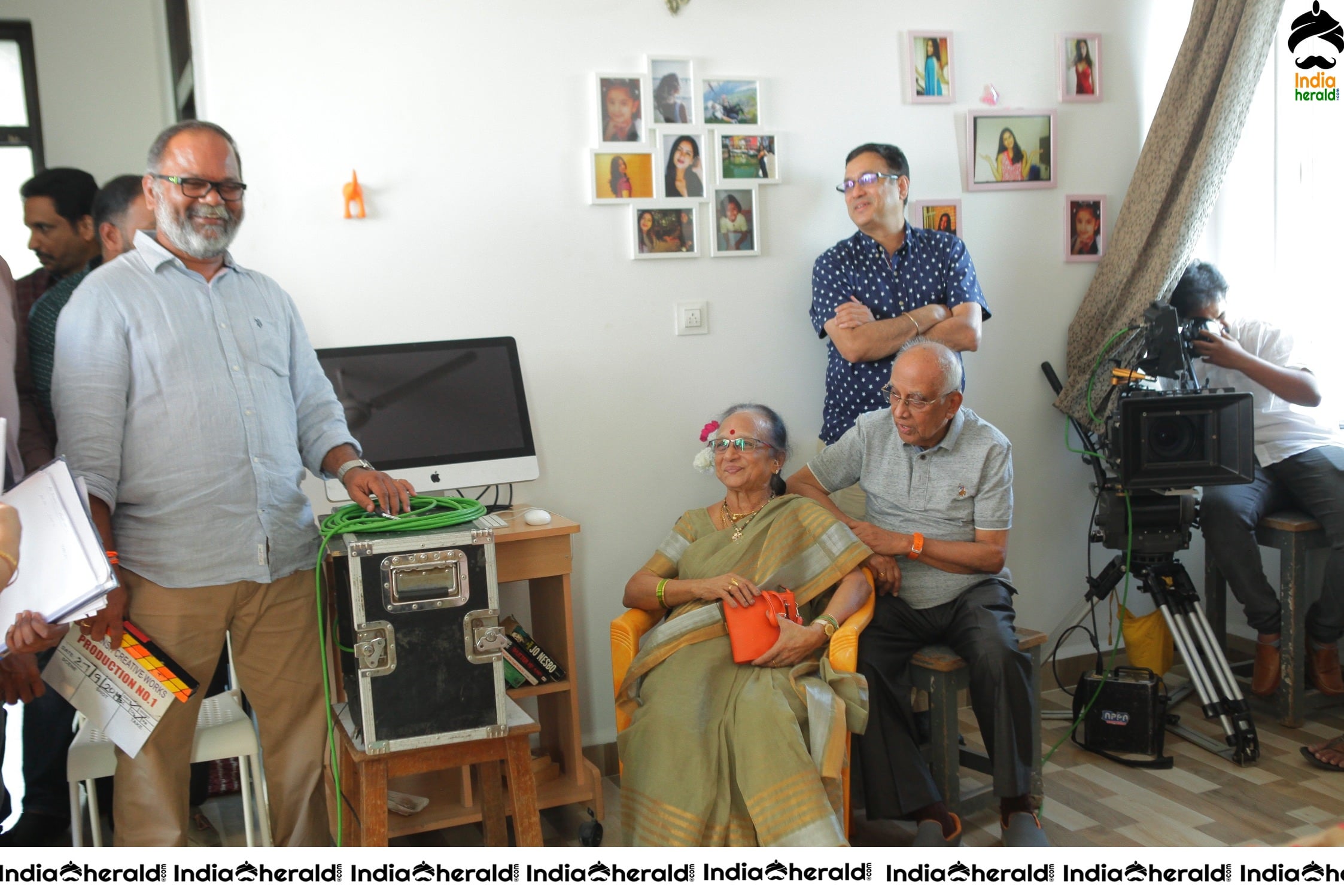 Senior Director SINGEETHAM garu at VALLIDHARI MADHYA movie sets STILLS Set 2
