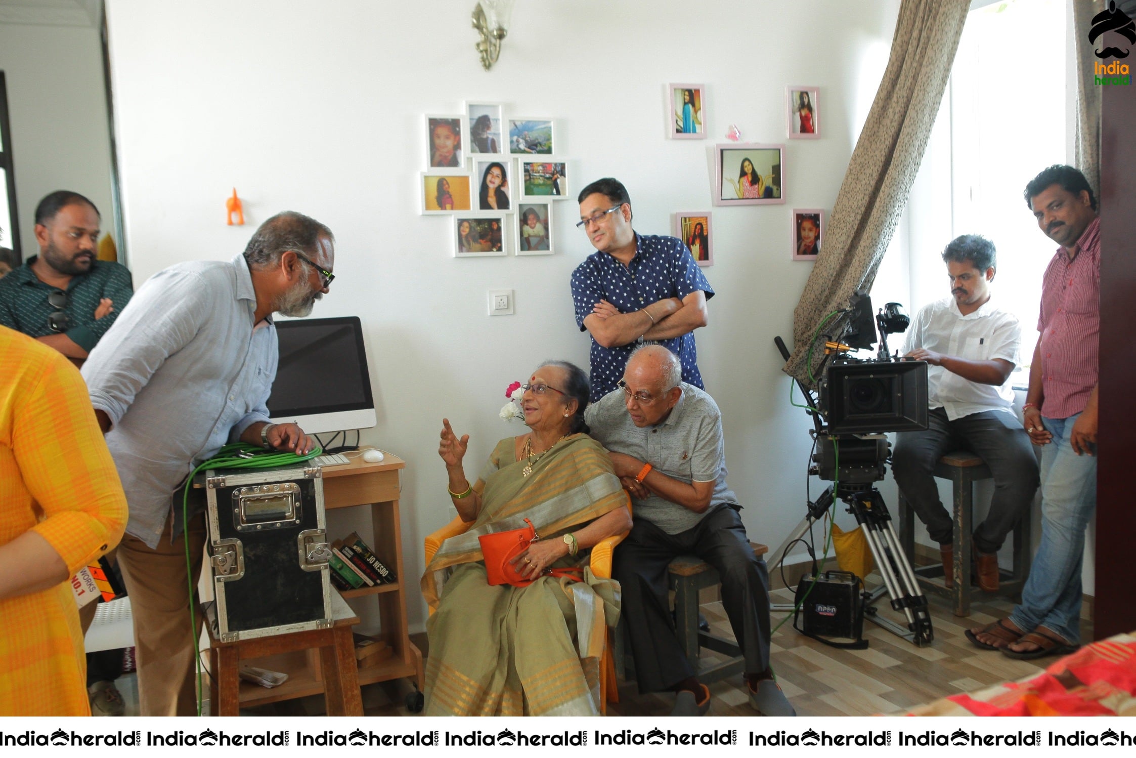 Senior Director SINGEETHAM garu at VALLIDHARI MADHYA movie sets STILLS Set 2