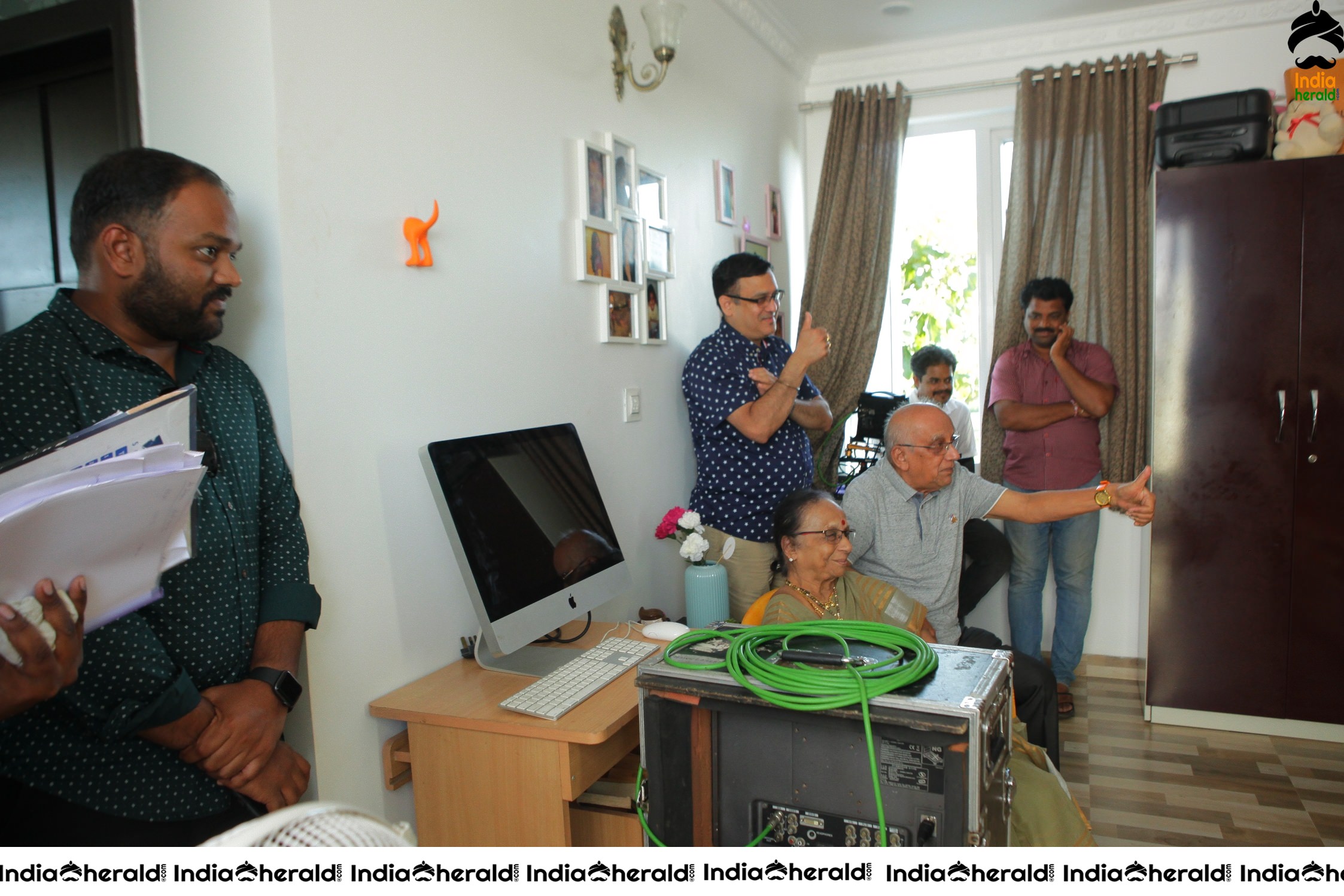 Senior Director SINGEETHAM garu at VALLIDHARI MADHYA movie sets STILLS Set 3