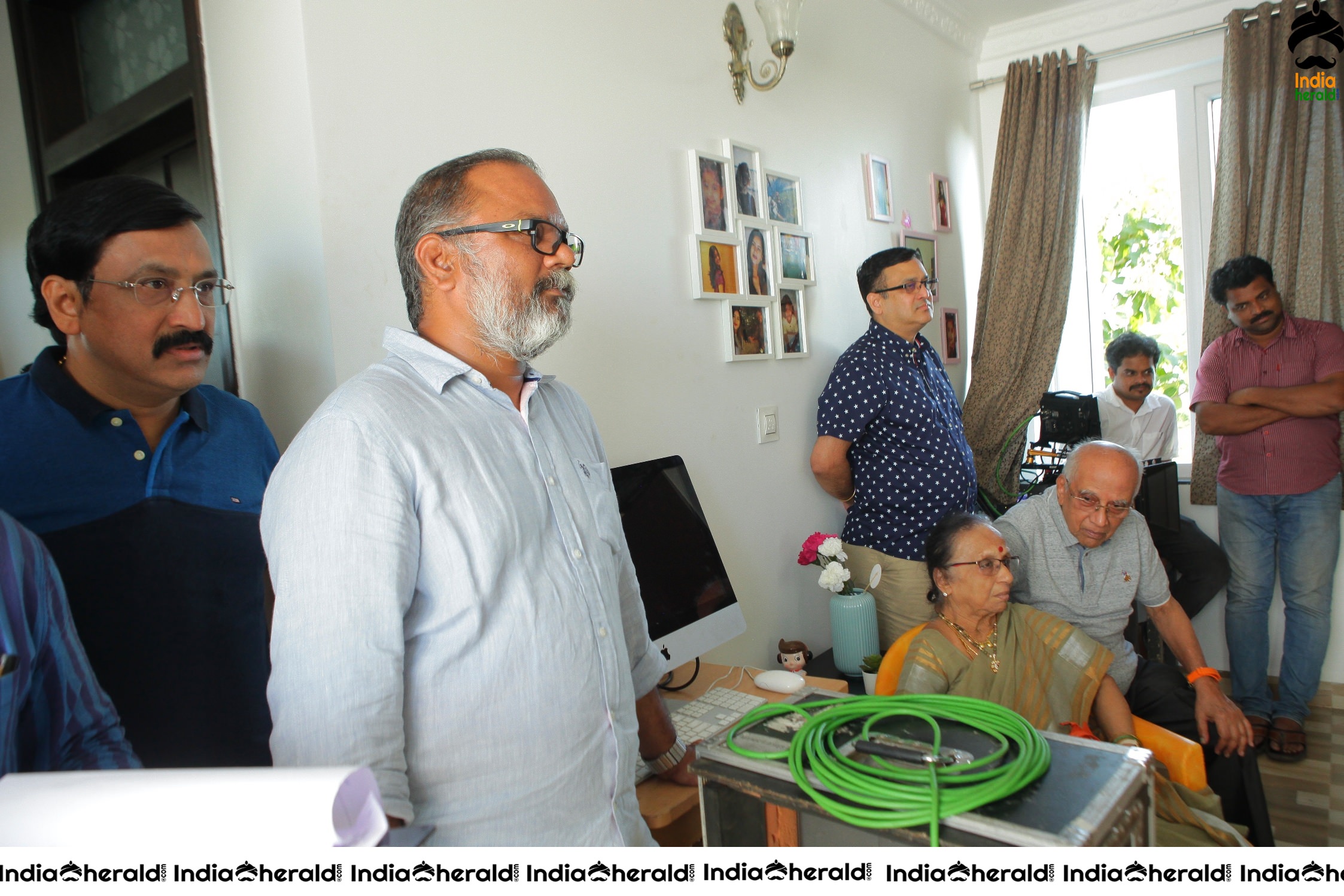 Senior Director SINGEETHAM garu at VALLIDHARI MADHYA movie sets STILLS Set 3
