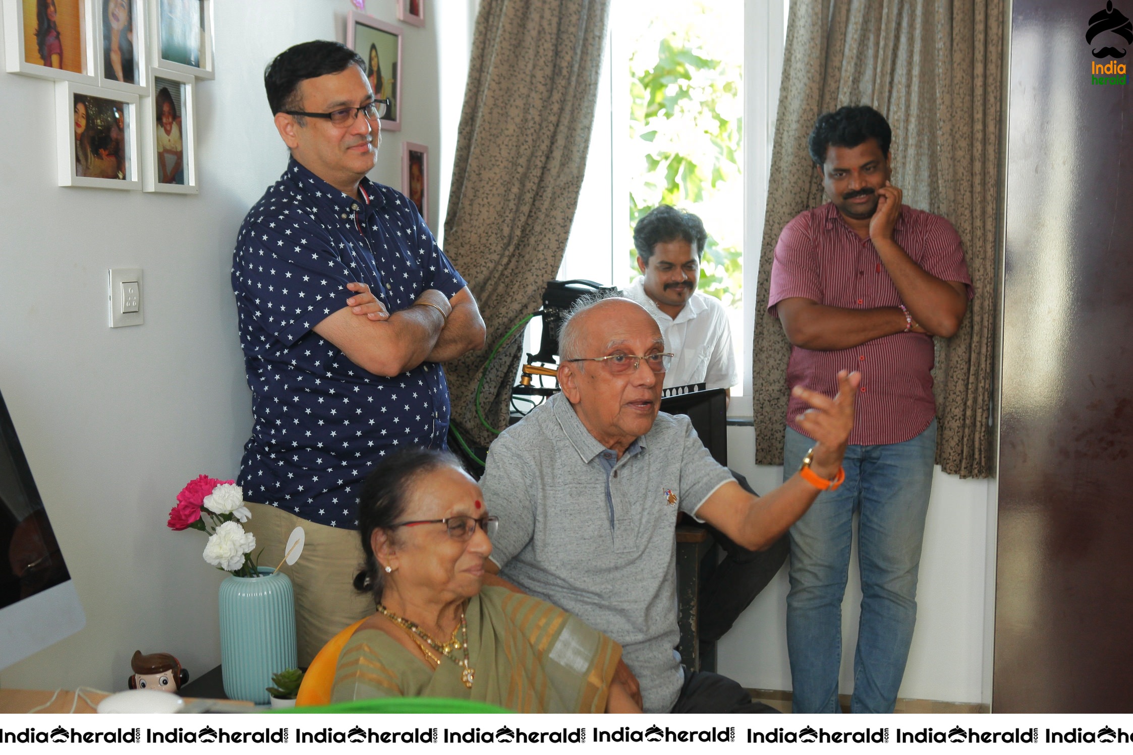 Senior Director SINGEETHAM garu at VALLIDHARI MADHYA movie sets STILLS Set 3
