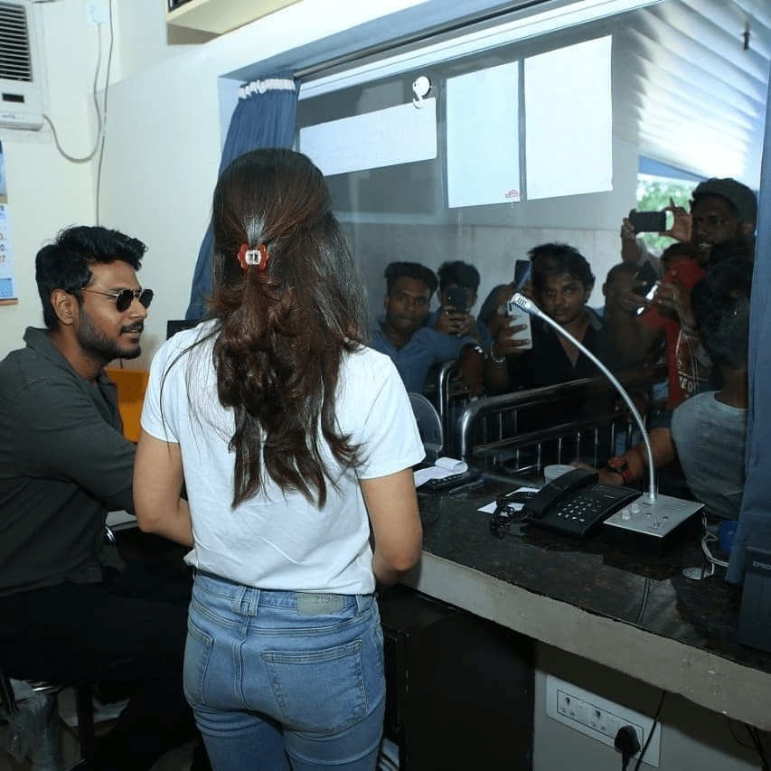 Sundeep Kishan And Anya Singh Visit Theatre And Distribute Tickets