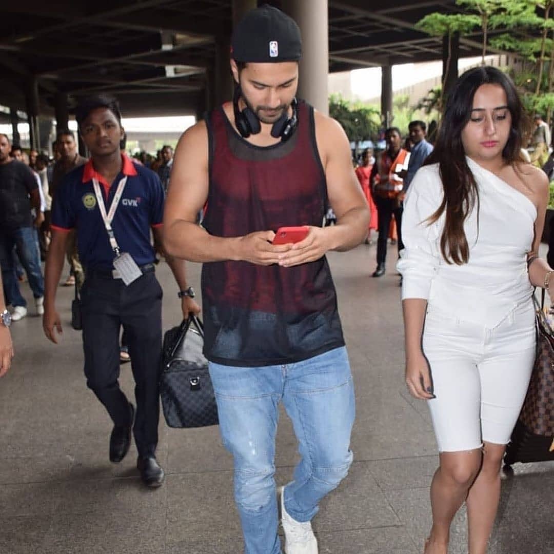 Varun Dhawan With His Wife Natasha At Mumbai Airport