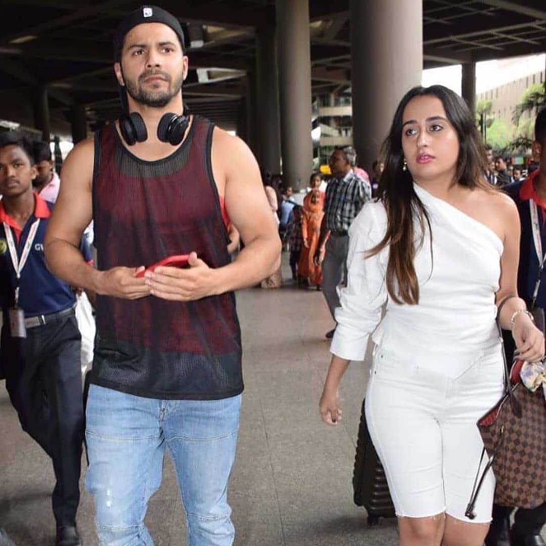 Varun Dhawan With His Wife Natasha At Mumbai Airport