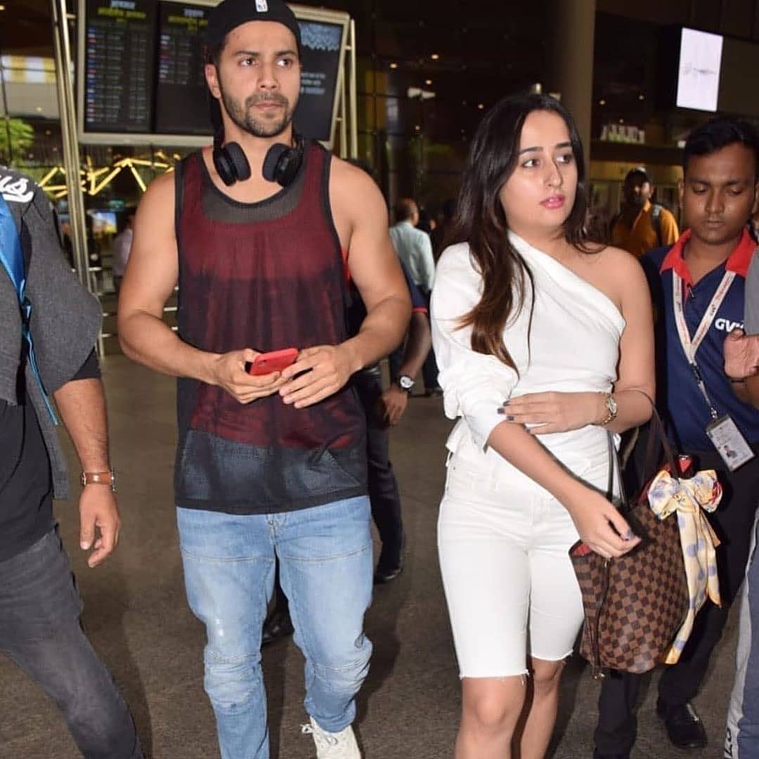 Varun Dhawan With His Wife Natasha At Mumbai Airport