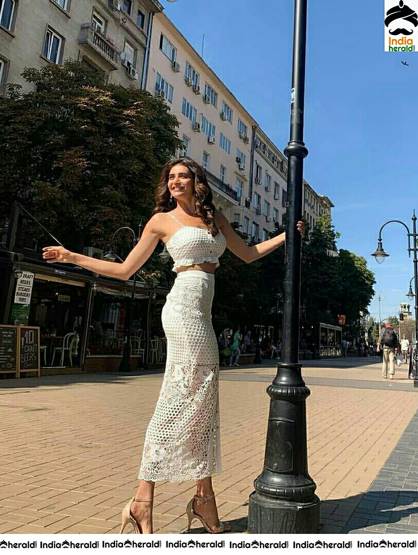 Actress Karishma Tanna Gam Stills In All White From Bulgaria