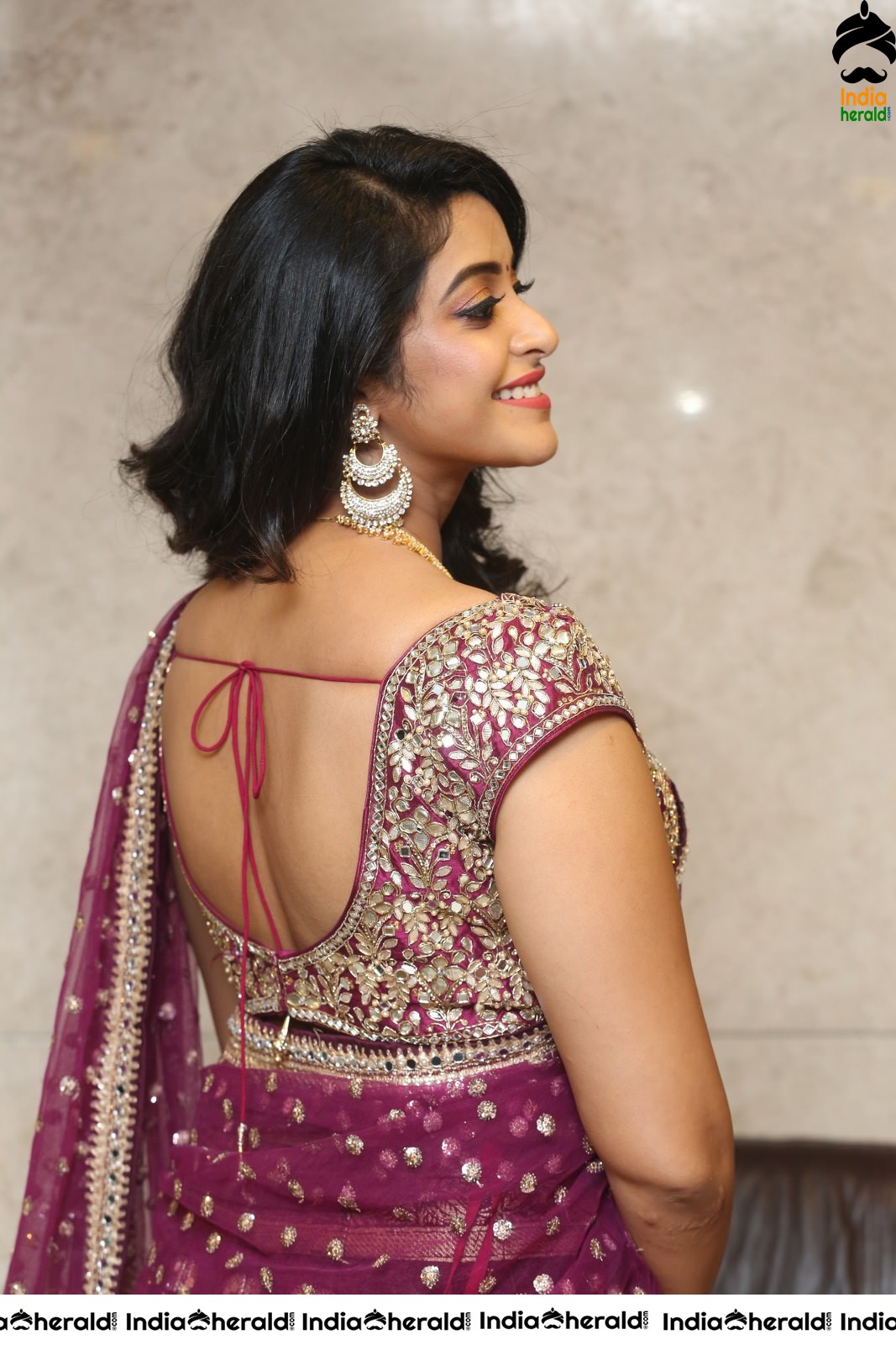 Actress Nakshatra looking pretty in Saree Photoshoot stills