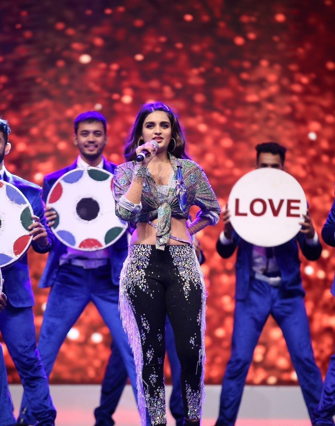Actress Nidhhi Agerwal Hot Dance Stills From SIIMA Awards 2019 Set 2