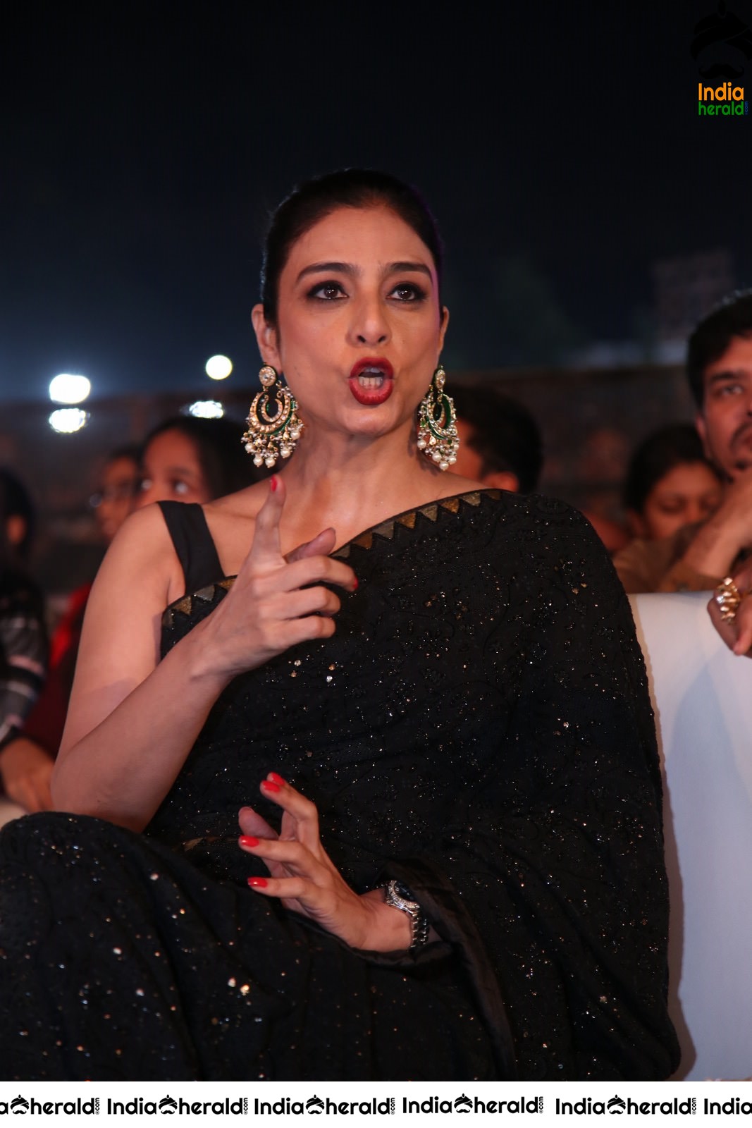 Actress Tabu Latest Stills in Black Saree Set 1