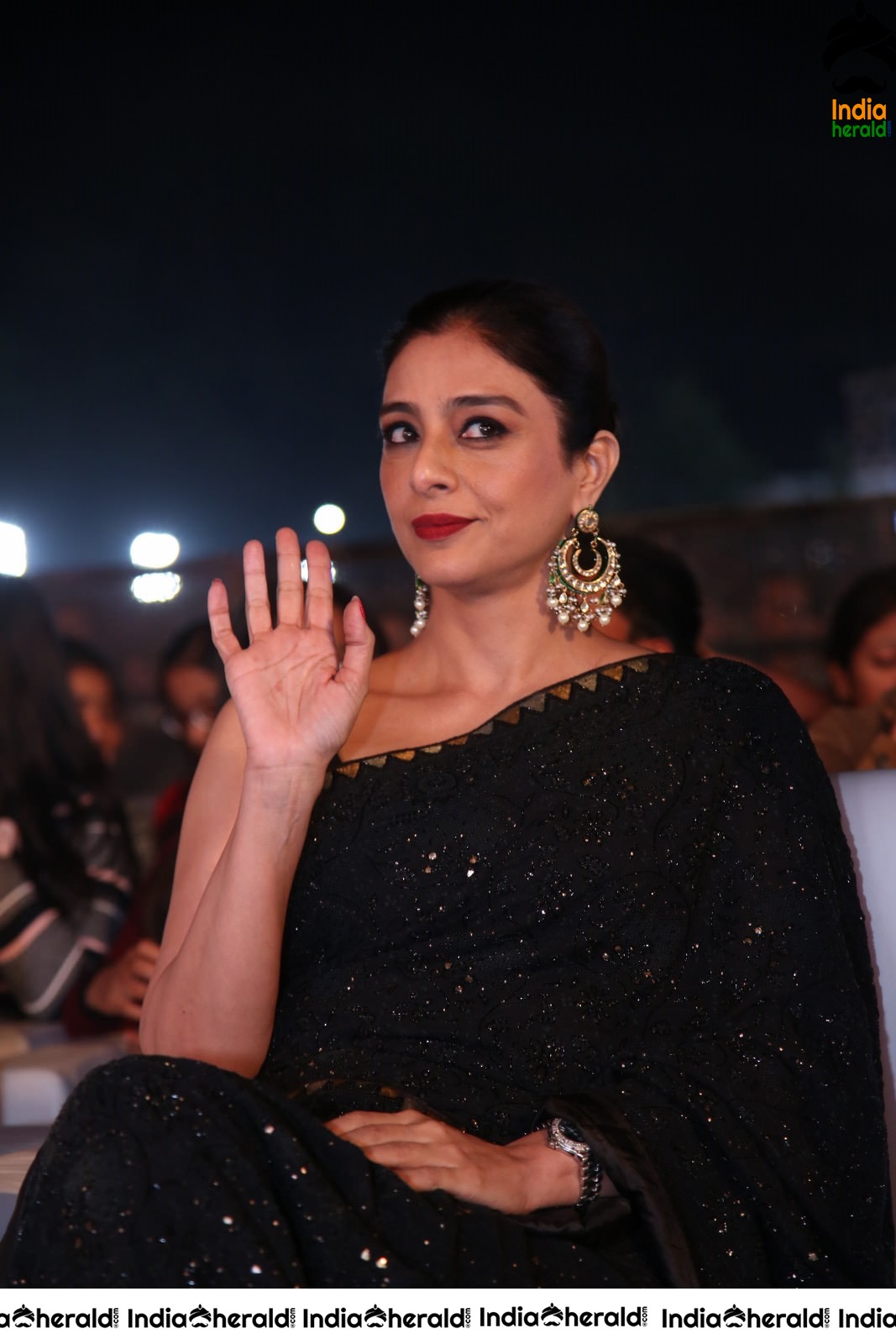 Actress Tabu Latest Stills in Black Saree Set 1