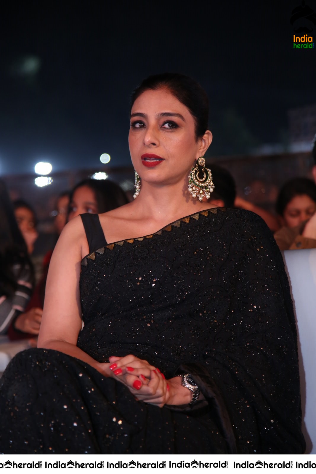 Actress Tabu Latest Stills in Black Saree Set 1