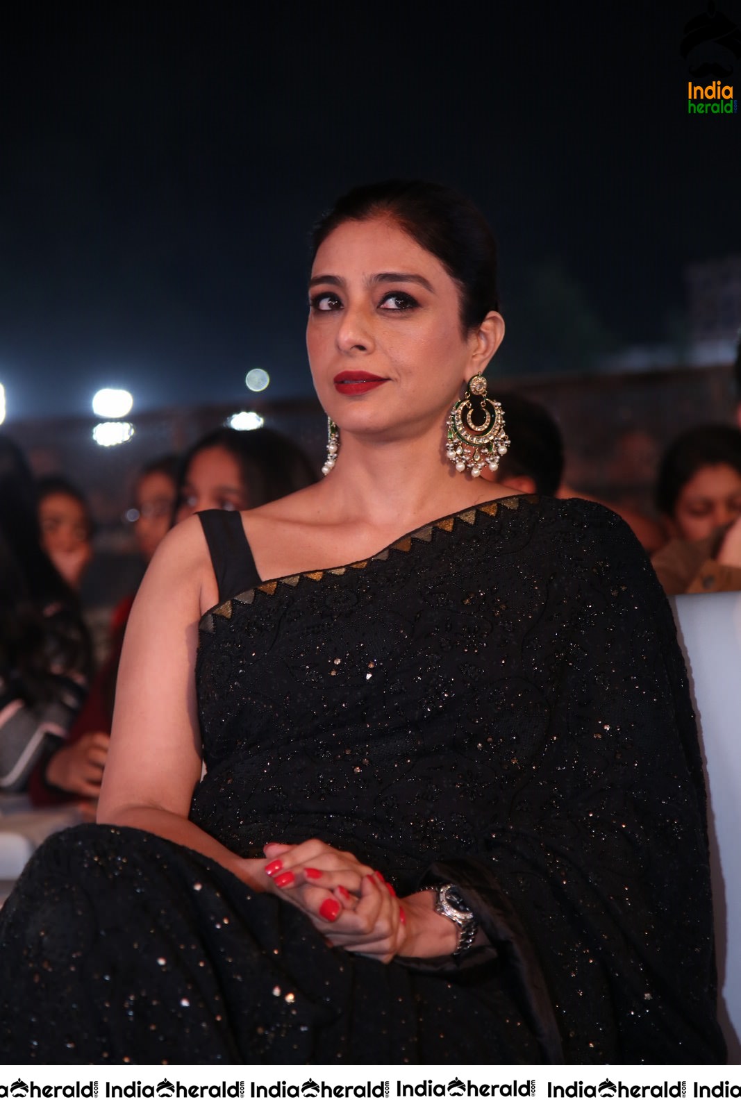 Actress Tabu Latest Stills in Black Saree Set 1