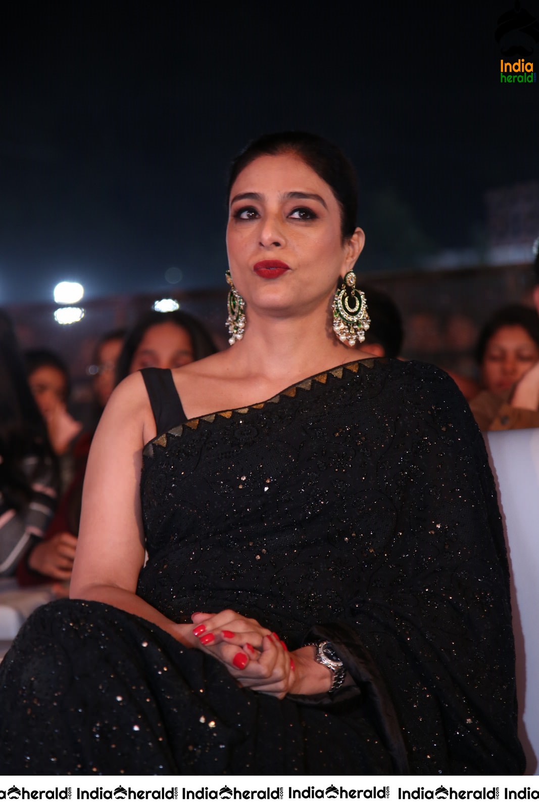 Actress Tabu Latest Stills in Black Saree Set 1