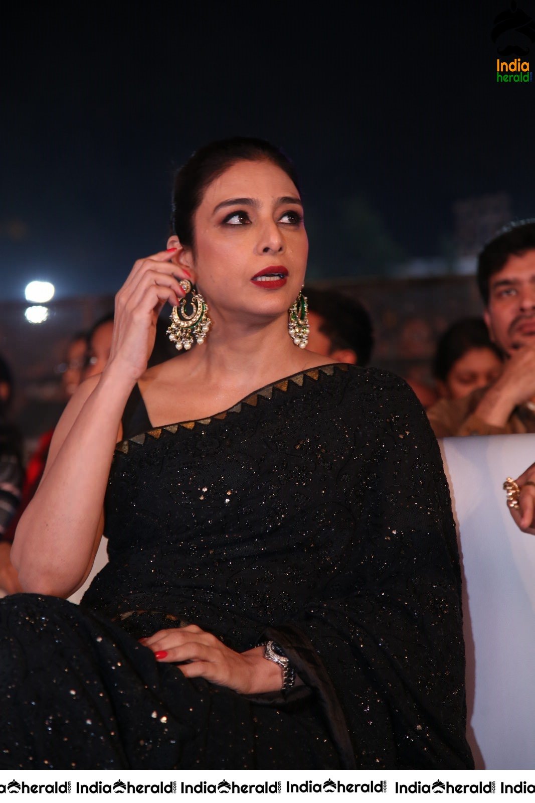 Actress Tabu Latest Stills in Black Saree Set 2