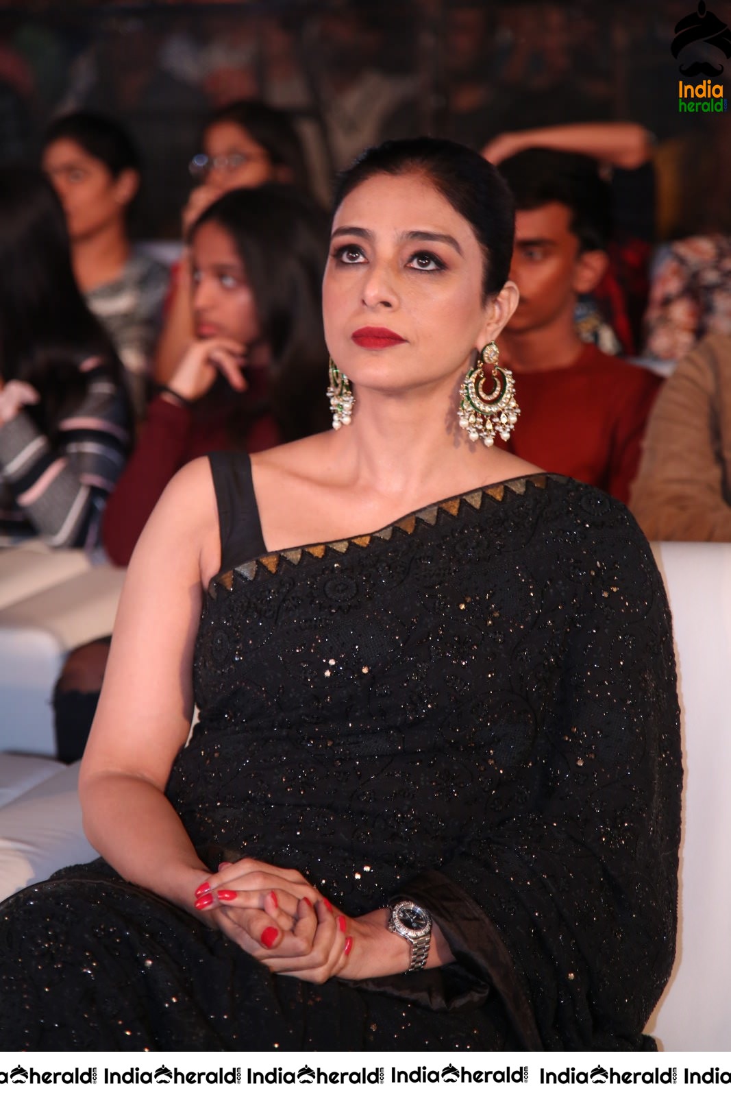 Actress Tabu Latest Stills in Black Saree Set 2