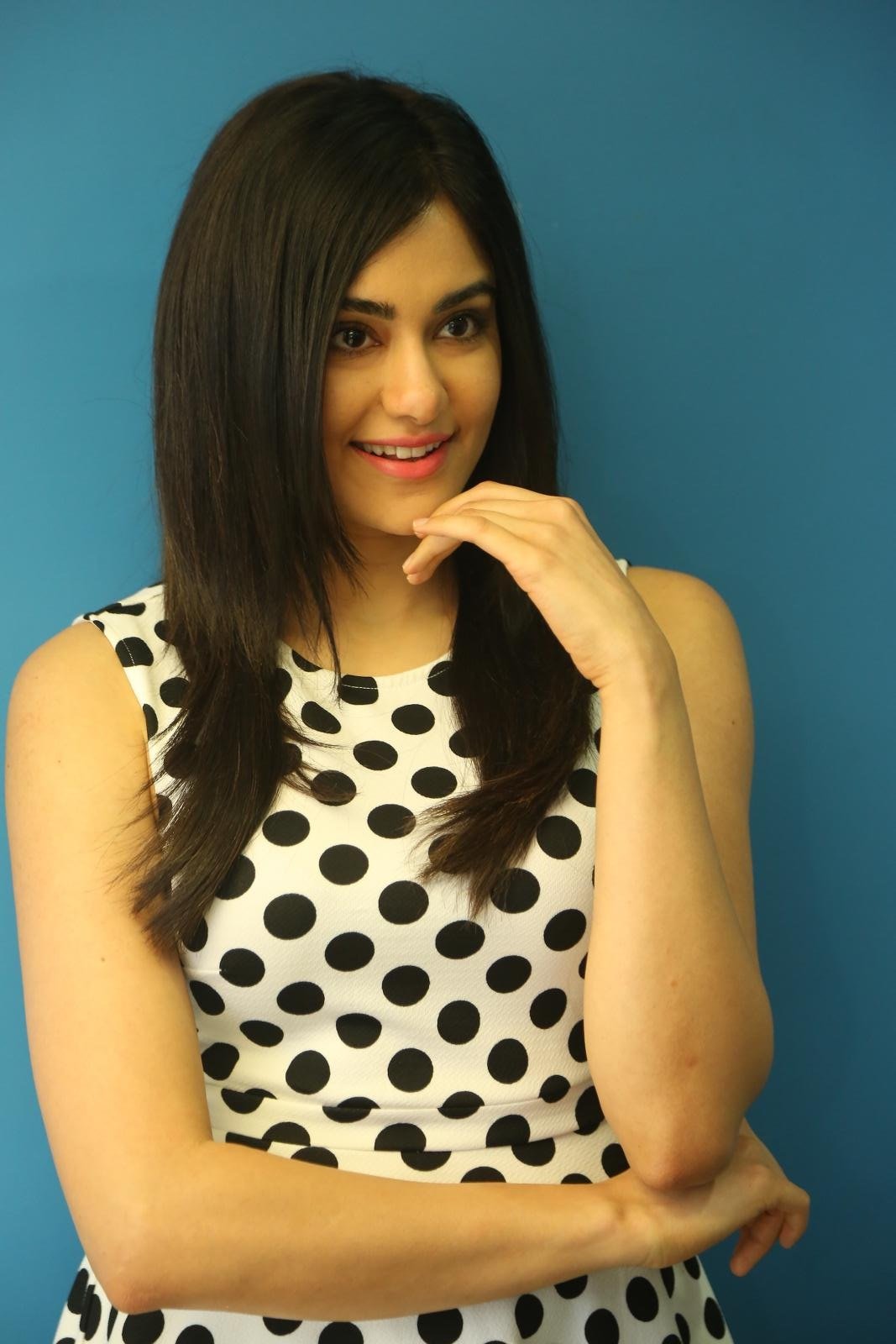 Adah Sharma Cute In A Black Dotted Short Frock During Press Meet